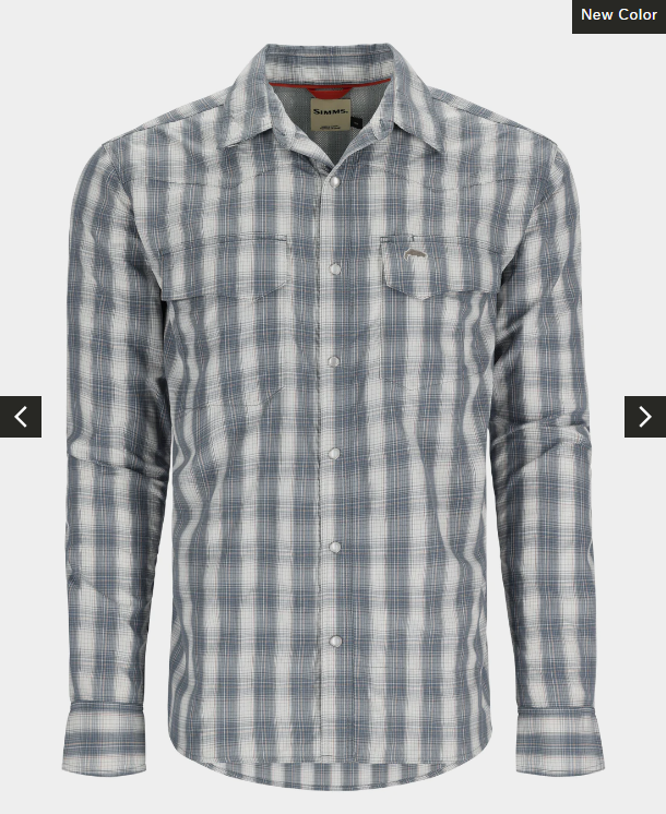 Simms M's Big Sky LS Shirt Storm/Simms Orange Plaid