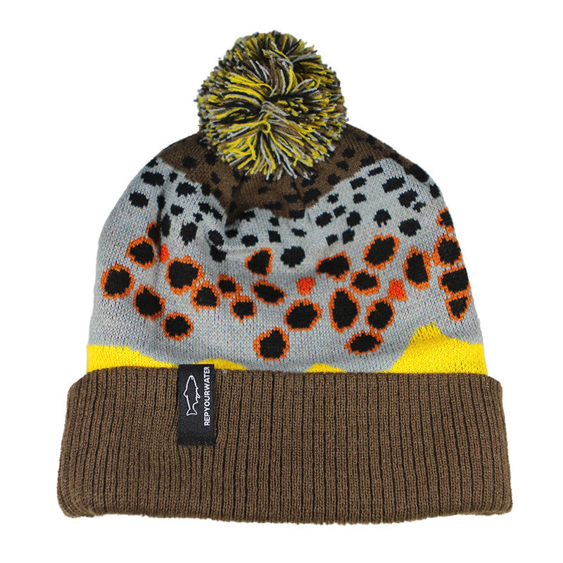 Rep Your Water Knit Hat Brown Trout Skin 2.0