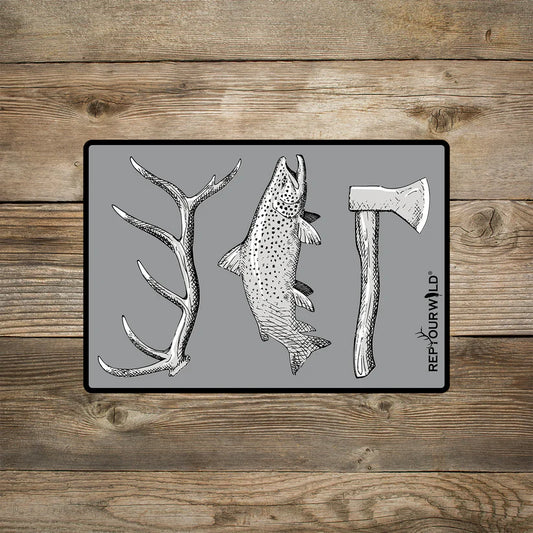 Hunt. Fish. Camp. Sticker