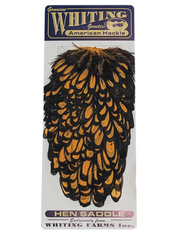 Whiting American Hen Saddle - Black Laced White Dyed -