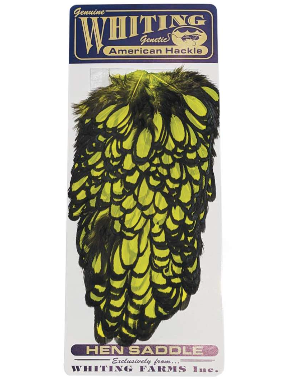Whiting American Hen Saddle - Black Laced White Dyed -