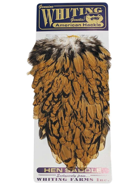 Whiting American Hen Saddle - Black Laced White Dyed -