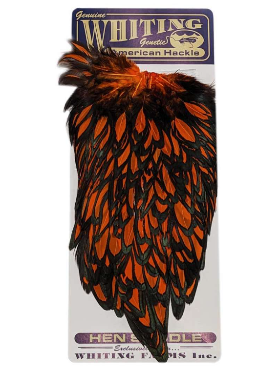 Whiting American Hen Saddle - Black Laced White Dyed -