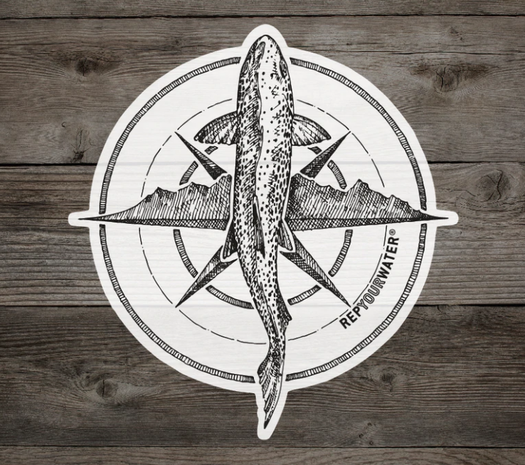 Rep Your Water Brown Trout Compass Sticker