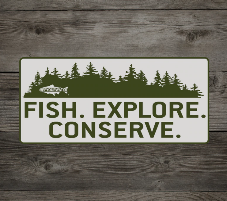 Rep Your Water Fish. Explore. Conserve. Sticker - Medium