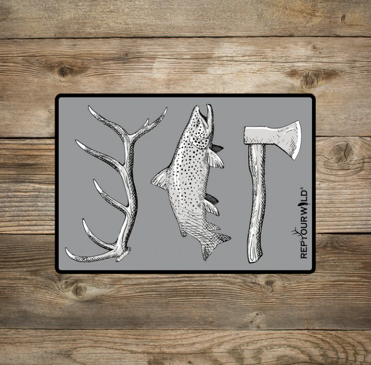 Rep Your Water Hunt, Fish, Camp Sticker