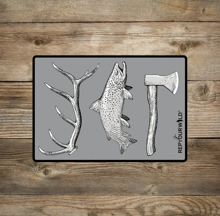 Rep Your Water Hunt, Fish, Camp Sticker
