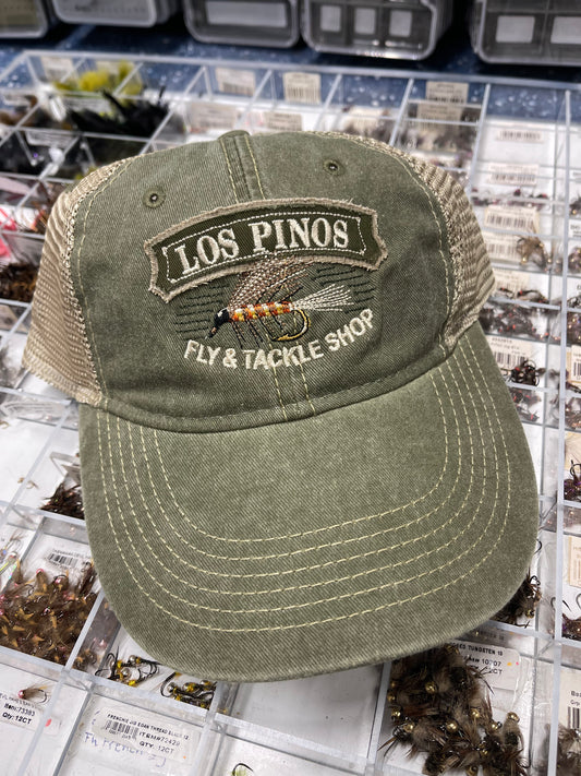 Los Pinos Hat - Legend Vintage Wash Trucker Cap - Conifer/Khaki - Fly Logo