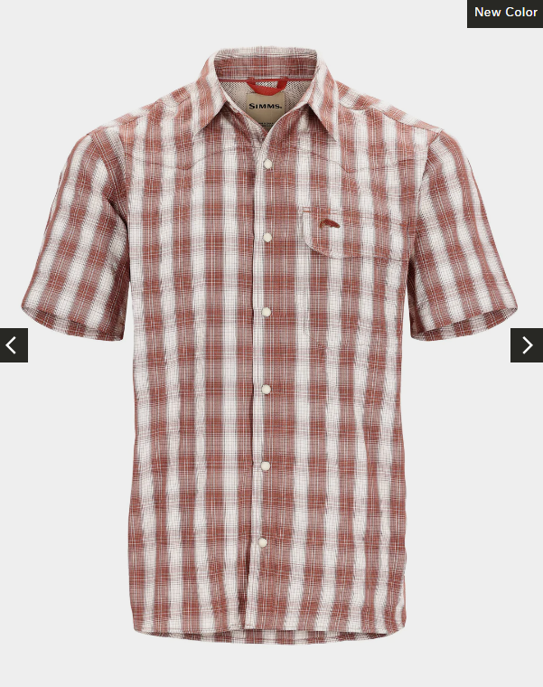 Simms M's Big Sky SS Shirt - Clay/Hickory Plaid
