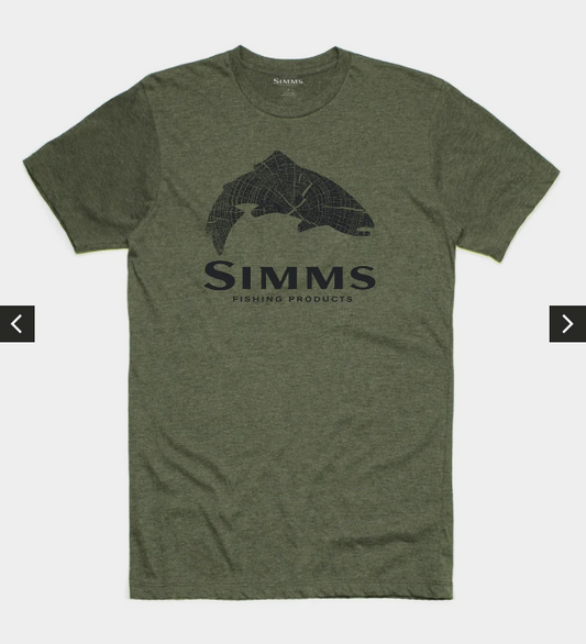 Simms M's Wood Trout Fill T-Shirt Military Heather