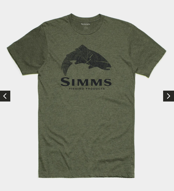 Simms M's Wood Trout Fill T-Shirt Military Heather