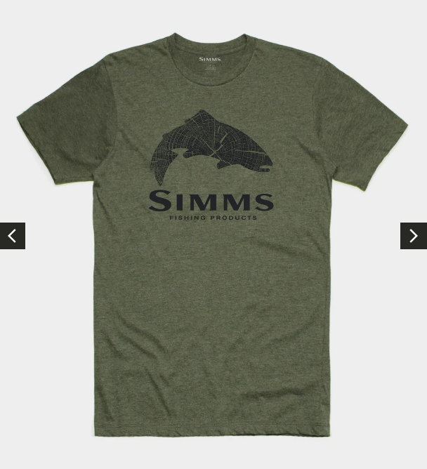 Simms M's Wood Trout Fill T-Shirt Military Heather
