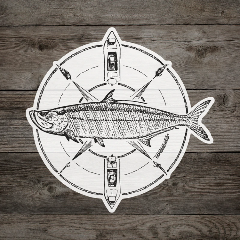 Rep Your Water Tarpon Compass Sticker